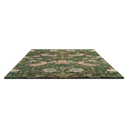 Forest Strawberry Thief Hand-Tufted Pure New Wool Rug