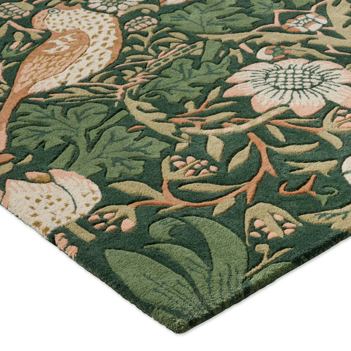 Forest Strawberry Thief Hand-Tufted Pure New Wool Rug