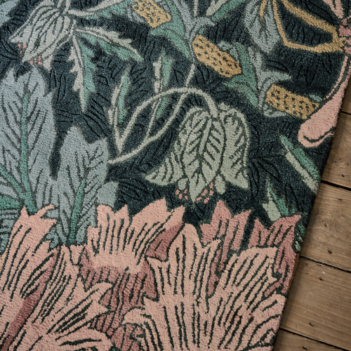 Teal Honeysuckle & Tulip Hand-Tufted Pure New Wool Rug