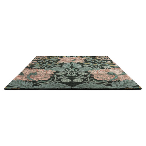 Teal Honeysuckle & Tulip Hand-Tufted Pure New Wool Rug