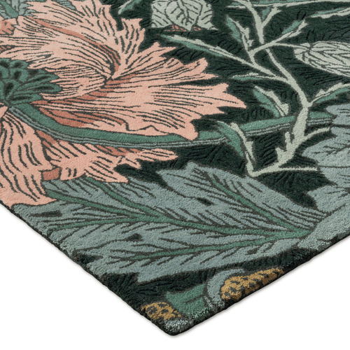 Teal Honeysuckle & Tulip Hand-Tufted Pure New Wool Rug