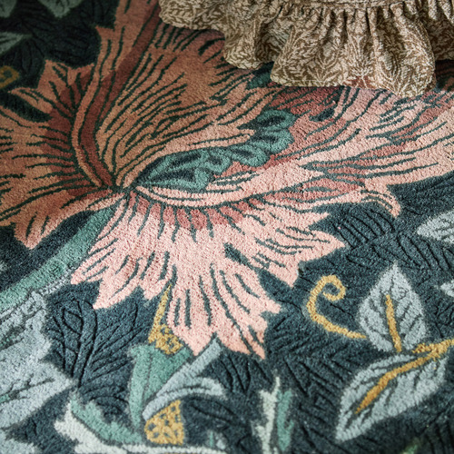 Teal Honeysuckle & Tulip Hand-Tufted Pure New Wool Rug