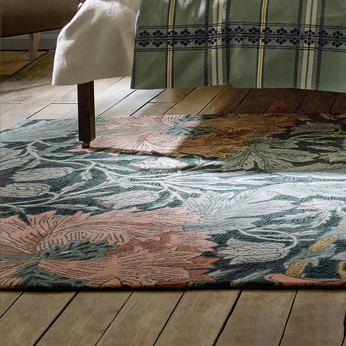 Teal Honeysuckle & Tulip Hand-Tufted Pure New Wool Rug