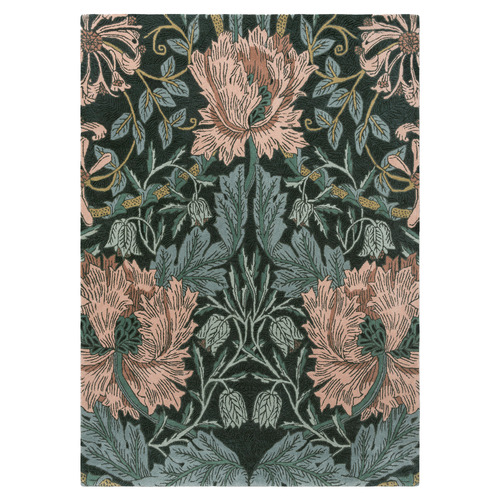 Teal Honeysuckle & Tulip Hand-Tufted Pure New Wool Rug