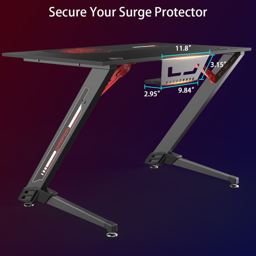 Aerocool Black Eureka Ergonomic Gaming Desk Temple & ster