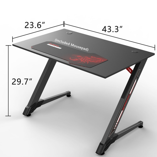 Black Eureka Small Ergonomic Gaming Desk