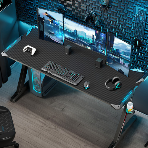 Black Eureka Z60 Ergonomic Gaming Desk with RGB LEDs