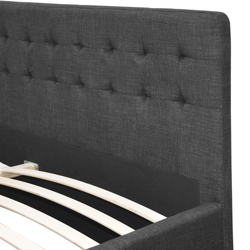 DwellHome Dark Grey Upholstered Bed Frame with Storage Drawers ...
