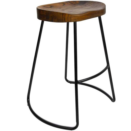 Dwell Home 65cm Vintage-Style Elm Wood Counter Stools