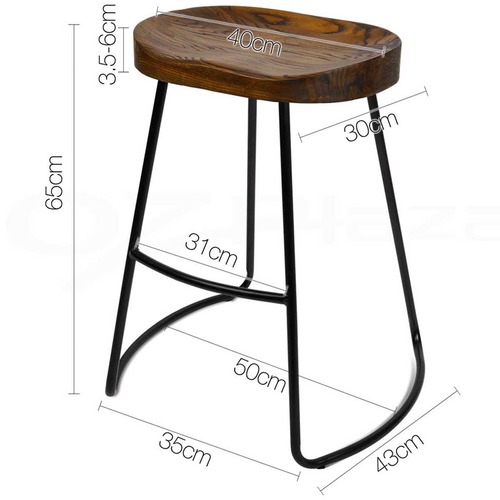 Dwell Home 65cm Vintage-Style Elm Wood Counter Stools