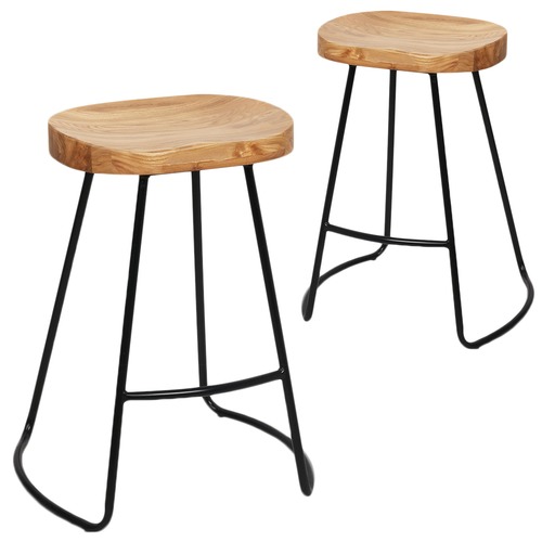 Dwell Home 65cm Vintage-Style Elm Wood Counter Stools