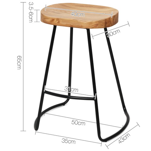 Dwell Home 65cm Vintage-Style Elm Wood Counter Stools