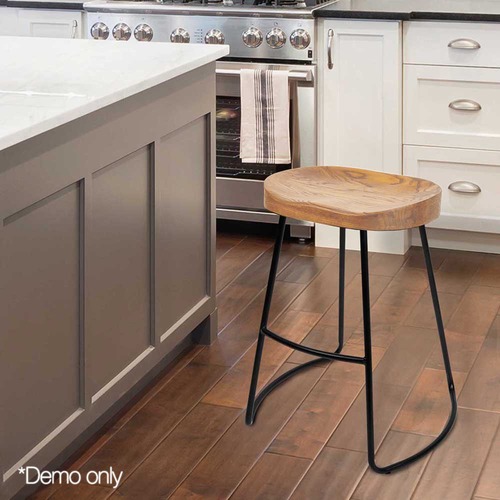 Dwell Home 65cm Vintage-Style Elm Wood Counter Stools