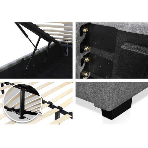 DwellHome Grey Gabriel Linen Gas Lift Bed Frame & Headboard & Reviews