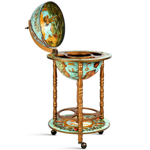 Dwellhome Green Brown Fable Wooden Globe Bar Cart Reviews