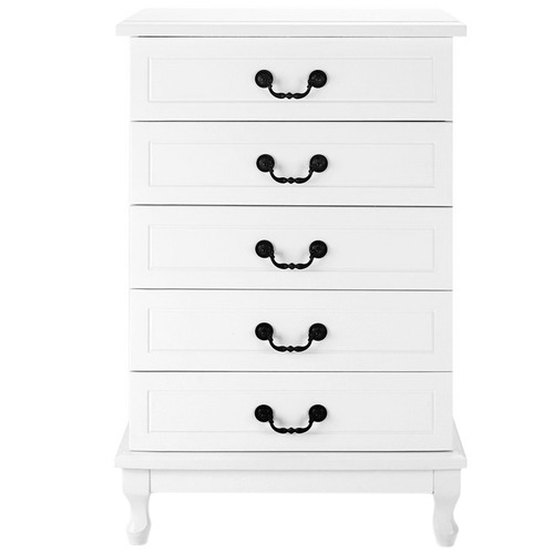 White Samira 5 Drawer Tallboy Temple Webster