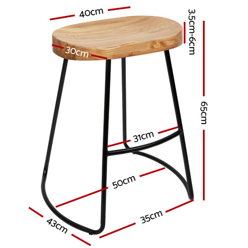 DwellHome 65cm VintageStyle Elm Wood Counter Stools & Reviews Temple