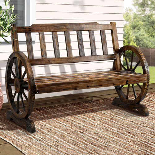 2 Seater Finn Fir Wood Outdoor Bench | Temple & Webster