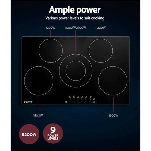 Devanti 5 Burner Ceramic Electric Cooktop