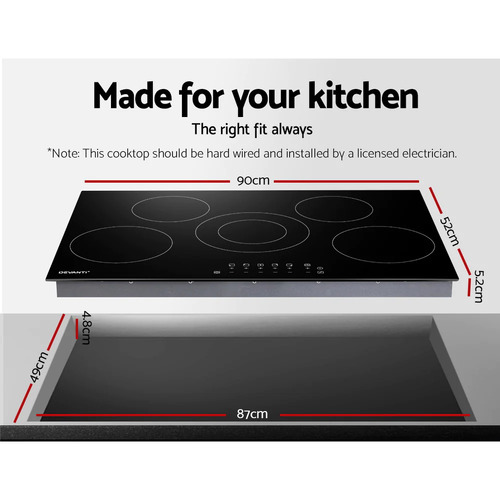 Devanti 5 Burner Ceramic Electric Cooktop