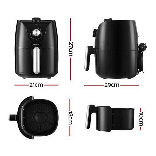 Black Devanti 2.5L Air Fryer
