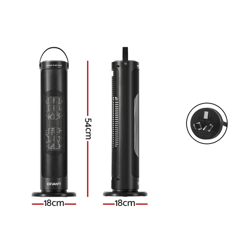 54cm Devanti Ceramic Tower Fan Heater