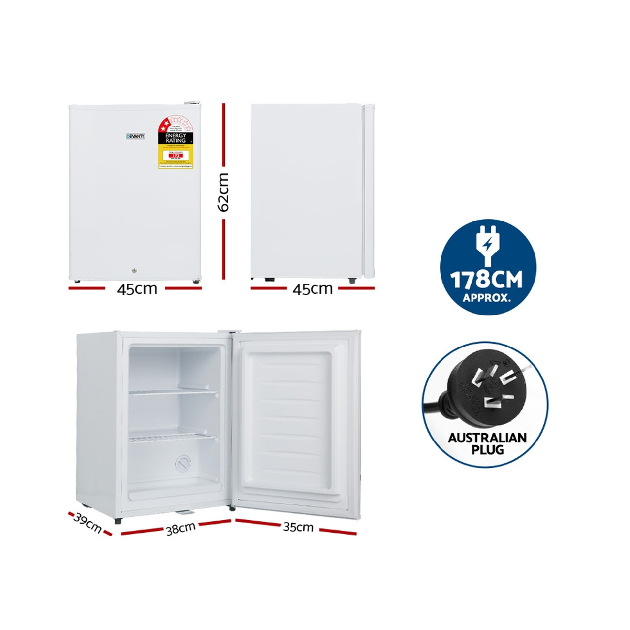 60L Devanti Portable Mini Fridge