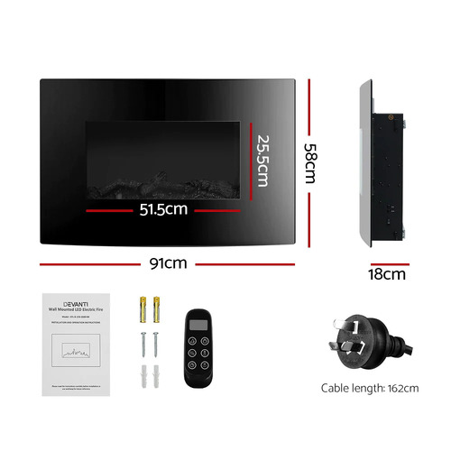 Devanti Wall Mounted Electric Fireplace Heater