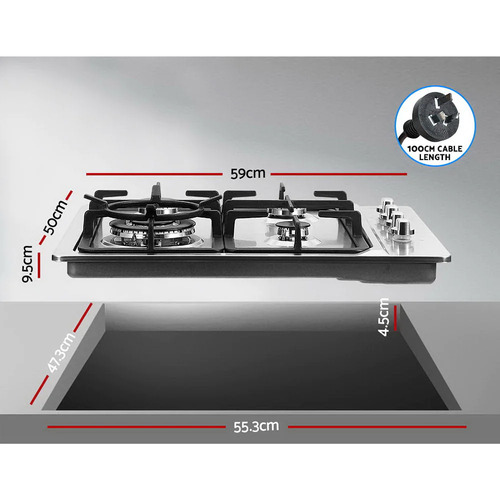 Silver Devanti 4 Burner Gas Cooktop