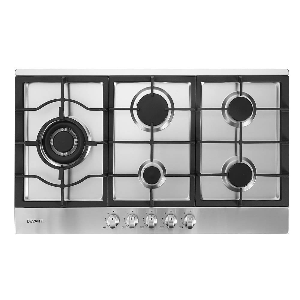 Silver Devanti 5 Burner Gas Cook Top