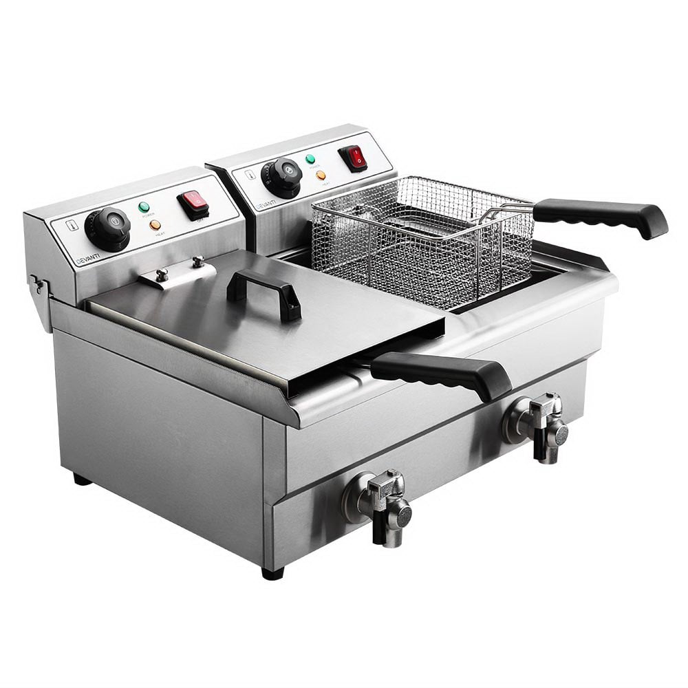 Devanti 20L Twin Deep Fryer with Oil Taps