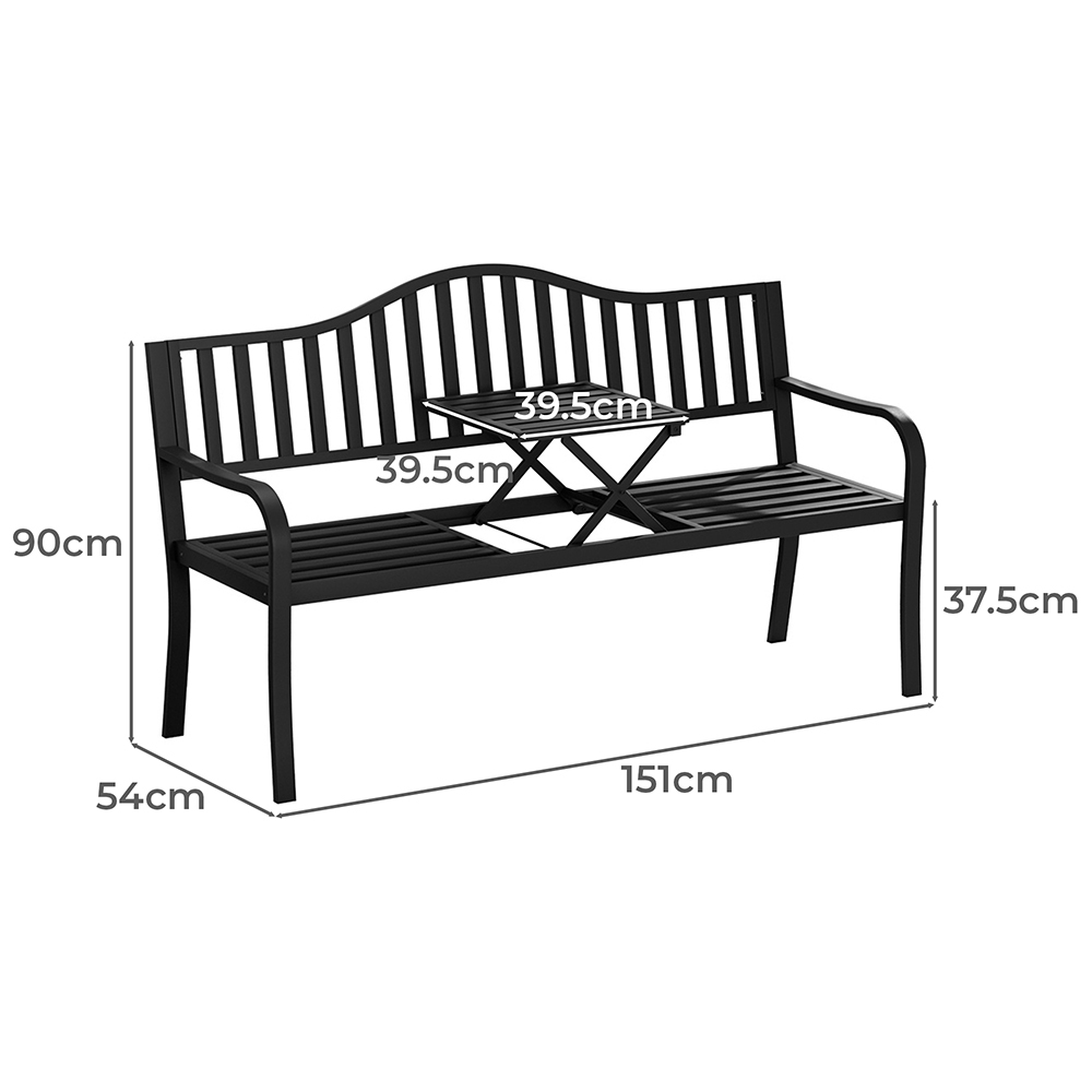 3 Seater Hunter Garden Bench with Foldable Centre Table