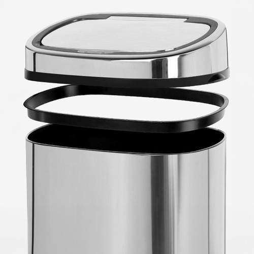 68L Silver Devanti Motion Sensor Rubbish Bin Temple & ster