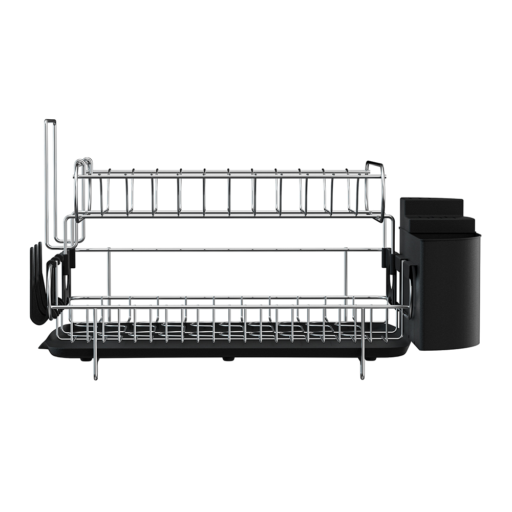 Black & Silver Cefito 2 Tier Stainless Steel Dish Rack