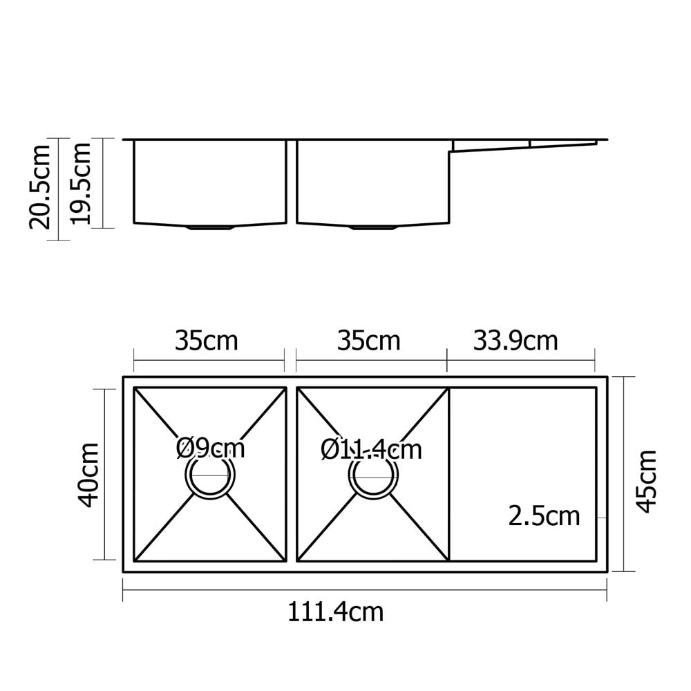 Cefito 1110mm Double Bowl Kitchen Sink