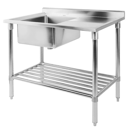 Cefito 1000mm Kitchen Prep Table with Sink Temple & ster