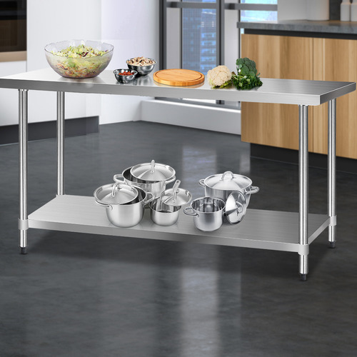 Dwell Home Cefito 304 Stainless Steel Kitchen Prep Table | Temple & Webster