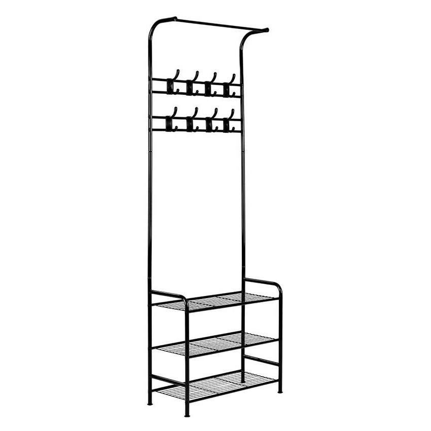 Black Vairo Coat Rack with Shelves