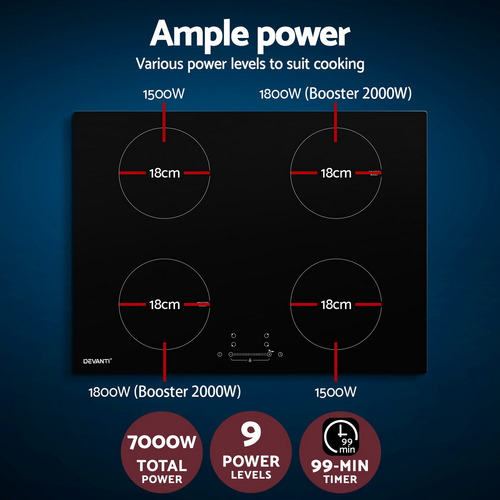 Devanti 4 Burner Ceramic Electric Induction Cooktop