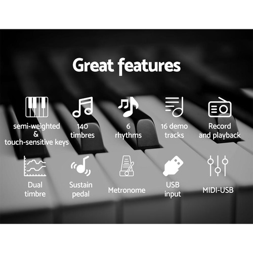 Kiran 88 Keys Electronic Keyboard with Stand Stool Pedal