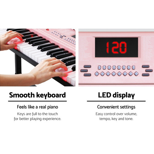Ardelle 61 Keys Electronic Keyboard with Stand Lighted Pink