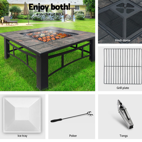 Denver 4-in-1 Fire Pit BBQ Grill Ice Bucket Table