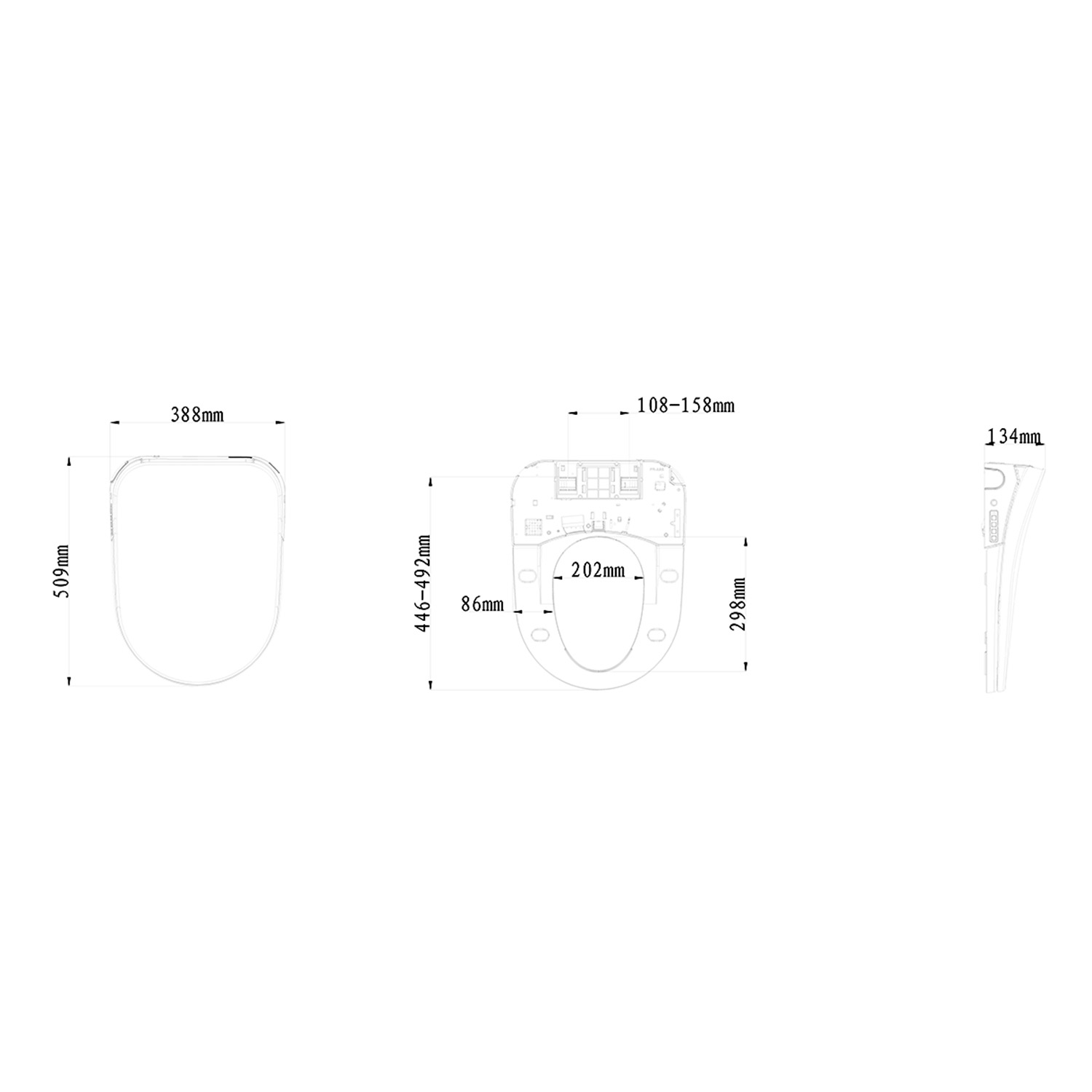 Cefito Smart Electrict Bidet Toilet Seat with Dry Control Panel
