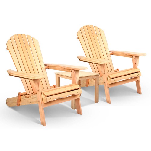 Dwell Outdoor 2 Seater Wood Adirondack Chairs Side Table Set