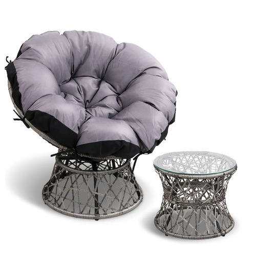 Dwell Outdoor Henri Pe Wicker Outdoor Papasan Chair Table Set