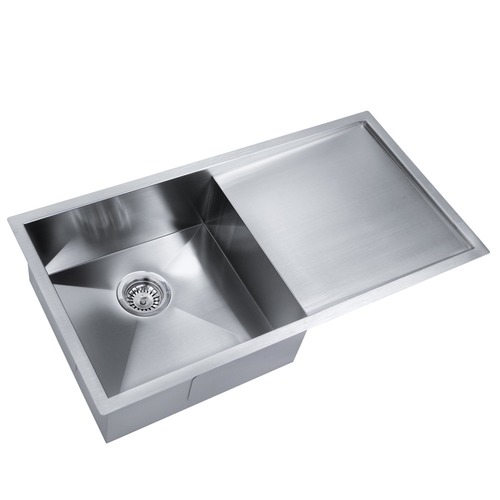 Rectangular Kitchen Laundry Sink With Strainer Waste In Satin