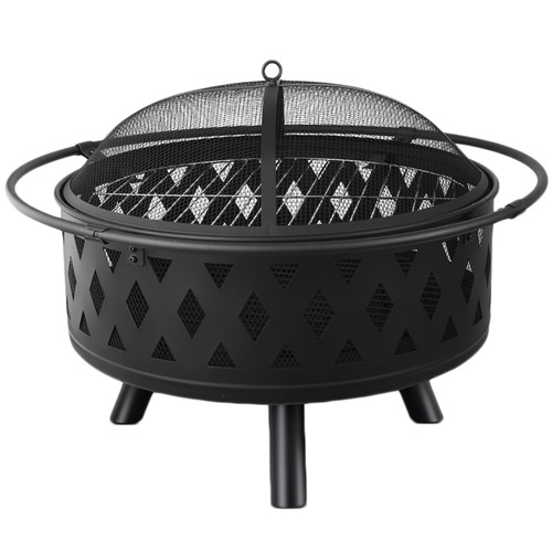 Dwelllifestyle 82cm Black Portable Outdoor Fire Pit Bbq