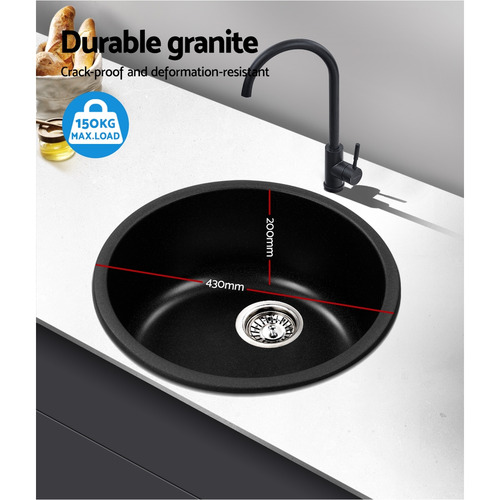 Round Bumble Black Stone Sink Temple Webster