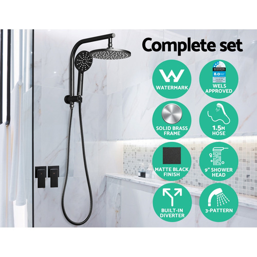 DwellLifestyle Black 23cm Round Rain Shower Head & Taps & Reviews