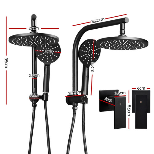 DwellLifestyle Black 23cm Round Rain Shower Head & Taps & Reviews